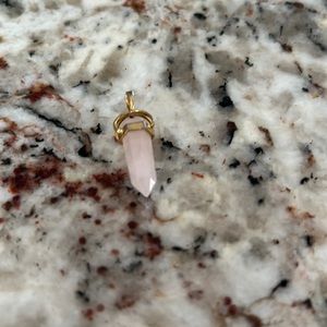 Pink rose quartz crystal pendant